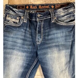 Rock Revival Liri Bootcut Jeans Men's Medium Wash Distressed Size 33x30